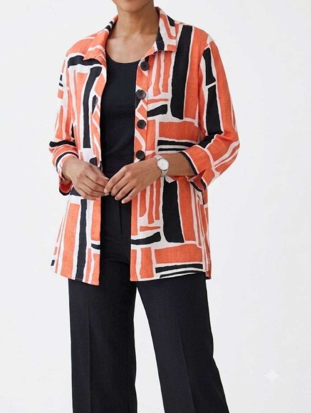 Ali Miles Coral Abstract Print Tunic Size XL Art To Wear